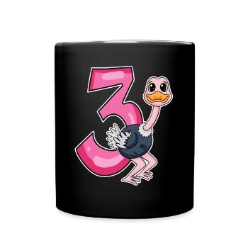 3 Jahre alt - 3. Geburtstag mit Tier Motiv - Tasse einfarbig - Schwarz - Vorne