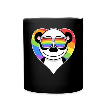 Gay Regenbogen Herz Tier Panda - Tasse einfarbig - Schwarz - Vorne