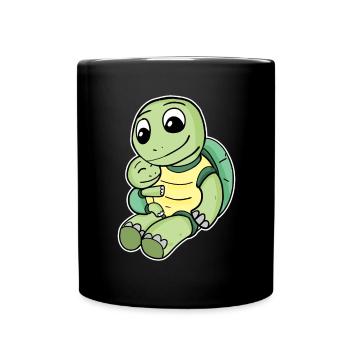 Famille - Tortue avec bébé tortue - Mug uni - noir - Devant