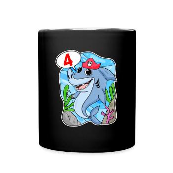 4 Jahre alt - 4. Geburtstag mit Tier Motiv - Tasse einfarbig - Schwarz - Vorne