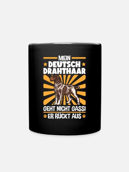 Deutsch Drahthaar Gassi gehen Jagdhund - Tasse einfarbig - Schwarz