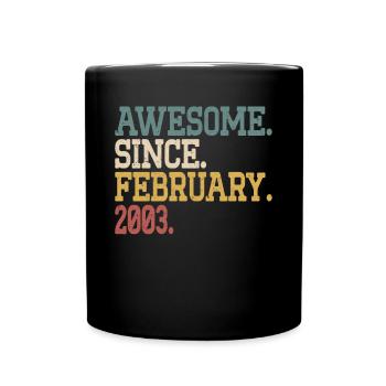 20e anniversaire Génial Depuis né en février 2003 - Mug uni - noir - Devant