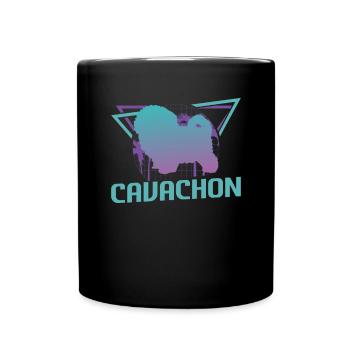 Amoureux des chiens Cavachon rétro - Mug uni - noir - Devant
