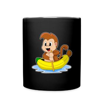 Affe kleines Boot - Tasse einfarbig - Schwarz - Vorne