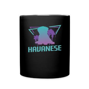 Amant de chien bichon havanais rétro - Mug uni - noir - Devant