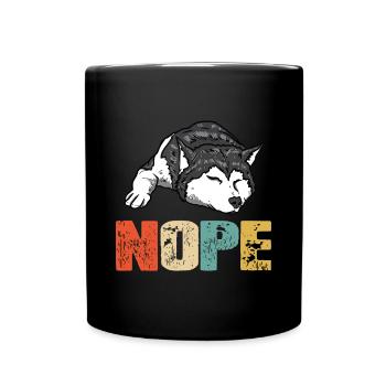 Vintage Nope Funny Siberian Husky Dog Lover - Mug uni - noir - Devant