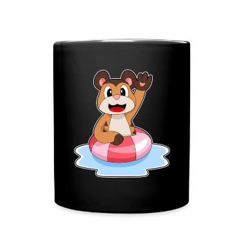 Erdmännchen Schwimmen Schwimmring Sommer - Tasse einfarbig - Schwarz - Vorne