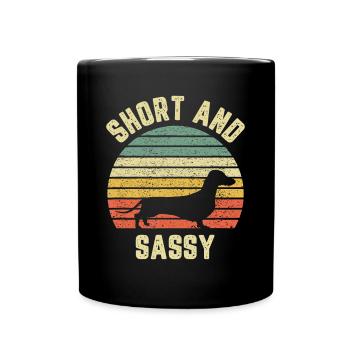 Vintage Dachshund Funny Weiner Dog Short Sassy - Full Colour Mug - black - Front