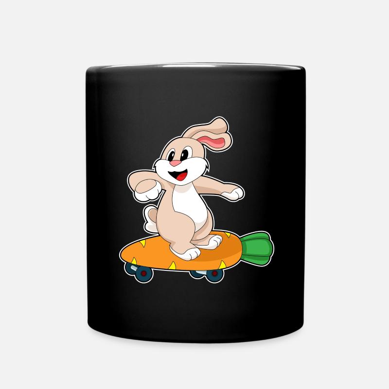Bunny Skater Skateboard - Full Colour Mug - black