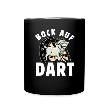 Bock auf Darts - Spruch - lustiges Wortspiel - Tasse einfarbig - Schwarz - Vorne