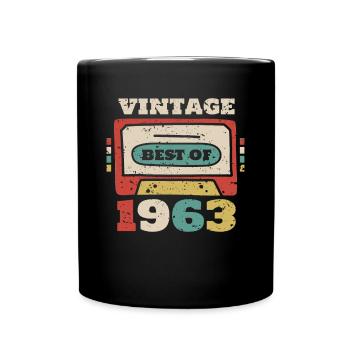 Vintage 1963 60th Birthday Gift Cassette - Mug uni - noir - Devant