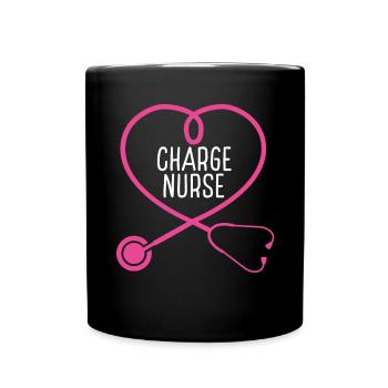 Charge Nurse Stethoscope Appreciation Heart - Tasse einfarbig - Schwarz - Vorne