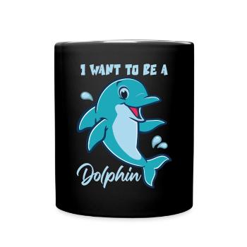 Je veux être un dauphin - Mug uni - noir - Devant