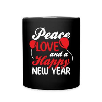 Réveillon du Nouvel An, Paix, Amour, Bonne Année - Mug uni - noir - Devant