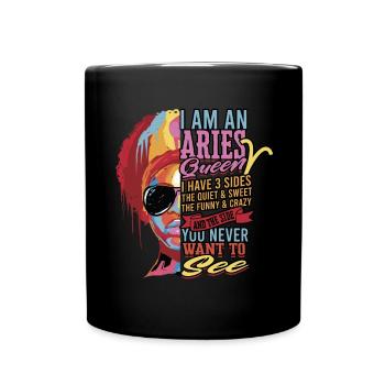 Aries Queen March April Zodiac Astrology Aries - Full Colour Mug - black - Front