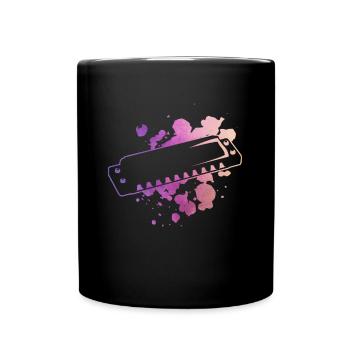 Harmonica Watercolor - Harmonica Player - Full Colour Mug - black - Front