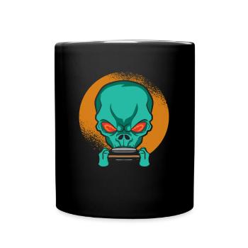 Alien harmonica - harmonica player Musician - Full Colour Mug - black - Front