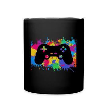 Gamer Gaming Controller Bunt rainbow Game Geschenk - Tasse einfarbig - Schwarz - Vorne