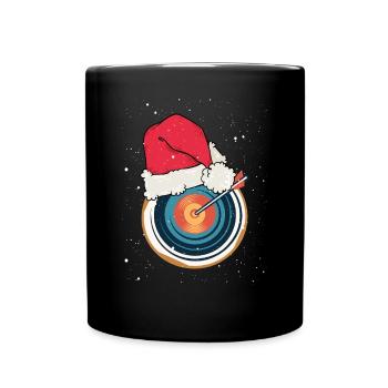Archery target with Christmas hat - Full Colour Mug - black - Front