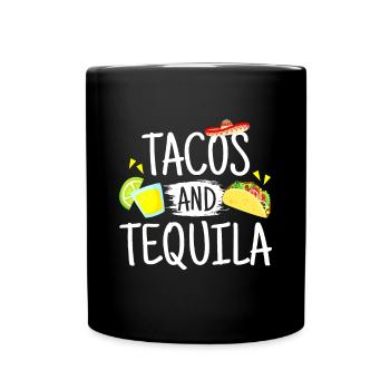 Tacos Funny Et Tequila T-Shirt Mexicain Sombrero T - Mug uni - noir - Devant