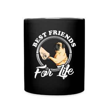 Mops Hund Liebhaber Design "Beste Freunde fürs Leben" Lustig - Tasse einfarbig - Schwarz - Vorne