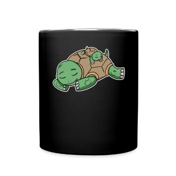 Famille - Tortue avec bébé tortue - Mug uni - noir - Devant