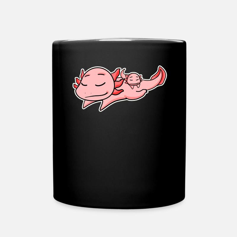 Famille - Axolotl avec bébé Axolotl - Mug uni - noir