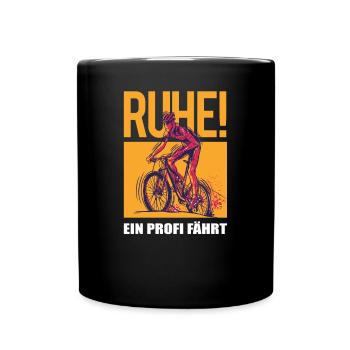 Fahrrad Zubehör Radfahrer Motiv - Tasse einfarbig - Schwarz - Vorne