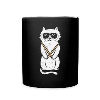 Cat Drumstick Rock Music Drumming Animal Pet Drumm - Full Colour Mug - black - Front