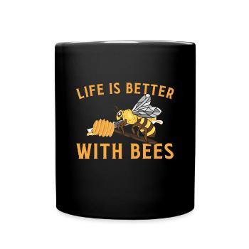 Cool Bee Design für Männer Frauen Honighummel Biene Biene - Tasse einfarbig - Schwarz - Vorne