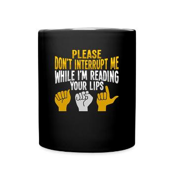 ASL Gestes de la main Sensibilisation à la perte auditive sourde - Mug uni - noir - Devant