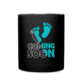 Coming Soon Mama Schwanger Shirt Geschenk - Tasse einfarbig - Schwarz - Vorne