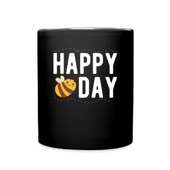 Happy Bee Day Imker Shirt - Tasse einfarbig - Schwarz - Vorne