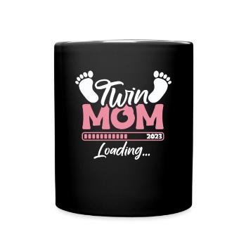 Twin Mom Loading - Twin Mother Shirt - Full Colour Mug - black - Front