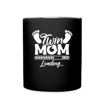 Twin Mom Loading - Twin Mother Shirt - Full Colour Mug - black - Front