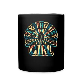 Saxophonist Girl Saxophone Music Lover Saxophonist - Full Colour Mug - black - Front