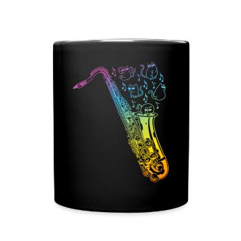 Saxophone With Cats Saxophone Instrument, Music No - Tasse einfarbig - Schwarz - Vorne