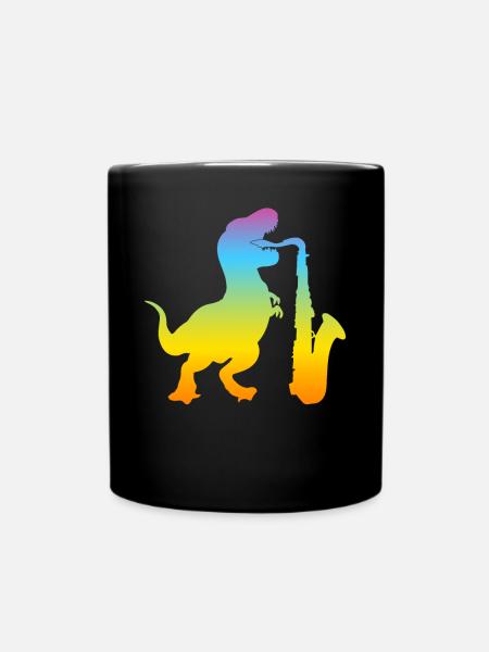 Dino Saxophone Saxophoniste Tyrannosaure Dinosaure - Mug uni - noir