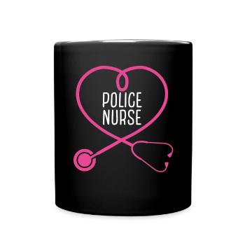Infirmière de police Stéthoscope Appréciation Cœur - Mug uni - noir - Devant