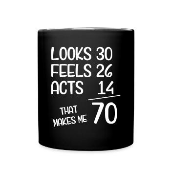 Drôle de 70 ans 70e anniversaire né en 1952 se sent - Mug uni - noir - Devant