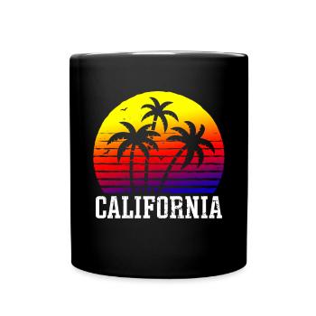 Kalifornische Sommersonne Palmen Strand Wasser - Tasse einfarbig - Schwarz - Vorne