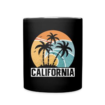 Kalifornische Sommersonne Palmen Strand Wasser - Tasse einfarbig - Schwarz - Vorne