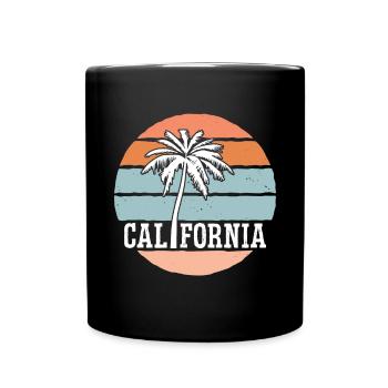 Kalifornische Sommersonne Palmen Strand Wasser - Tasse einfarbig - Schwarz - Vorne