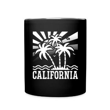Kalifornische Sommersonne Palmen Strand Wasser - Tasse einfarbig - Schwarz - Vorne
