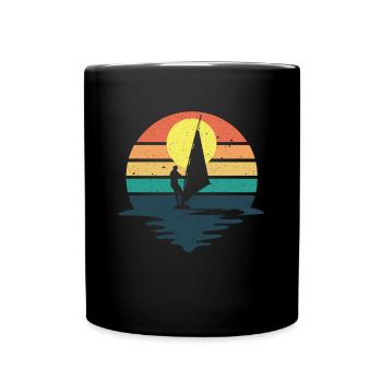Retro Windsurfing Gift Silhouette Windsurfing - Full Colour Mug - black - Front