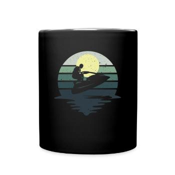 Retro Jet Boat Water Scooter Jet Ski - Full Colour Mug - black - Front