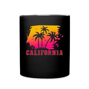 Kalifornische Sommersonne Palmen Strand Wasser - Tasse einfarbig - Schwarz - Vorne