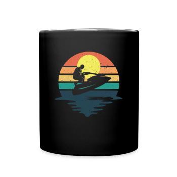Retro Jet Boat Water Scooter Jet Ski - Full Colour Mug - black - Front
