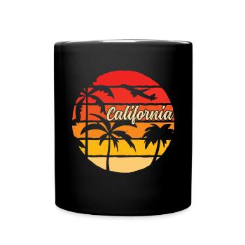 Kalifornische Sommersonne Palmen Strand Wasser - Tasse einfarbig - Schwarz - Vorne