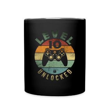 Level 10 Unlocked Funny Video Gamer 10th Birthday - Full Colour Mug - black - Front